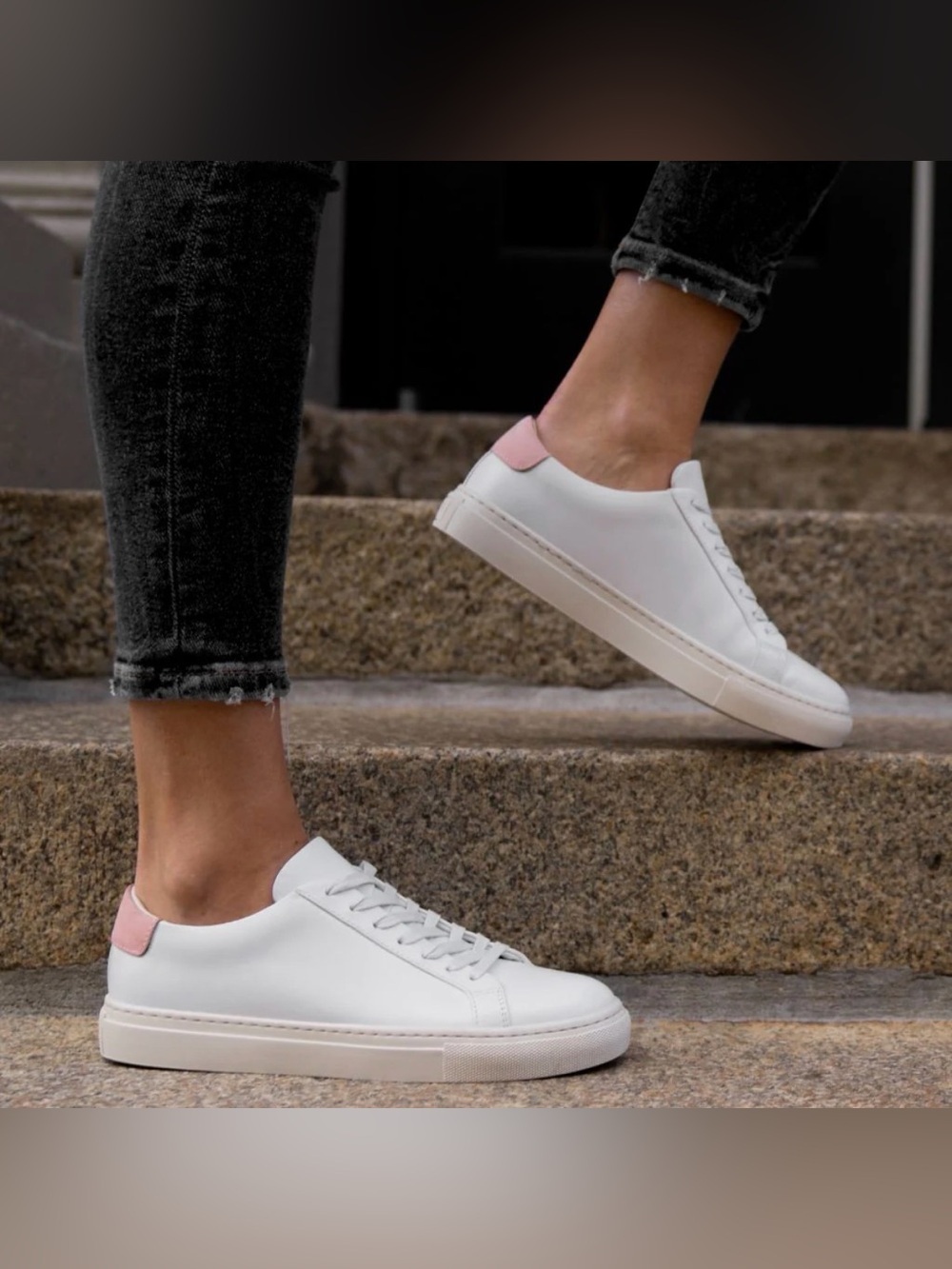 NEW Thursday Womens Legacy Low-Top Sneakers White Blush Sz 6.5 Leather Padded